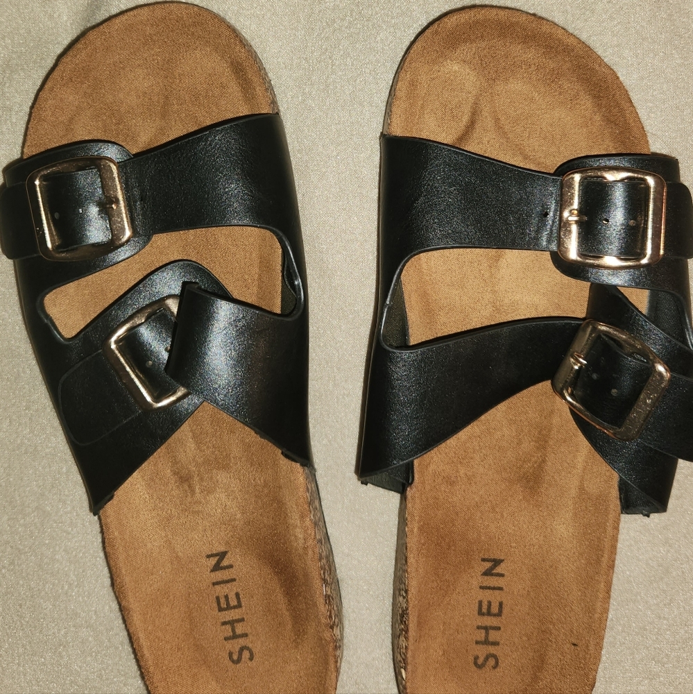 Casual Black Buckle Sandals